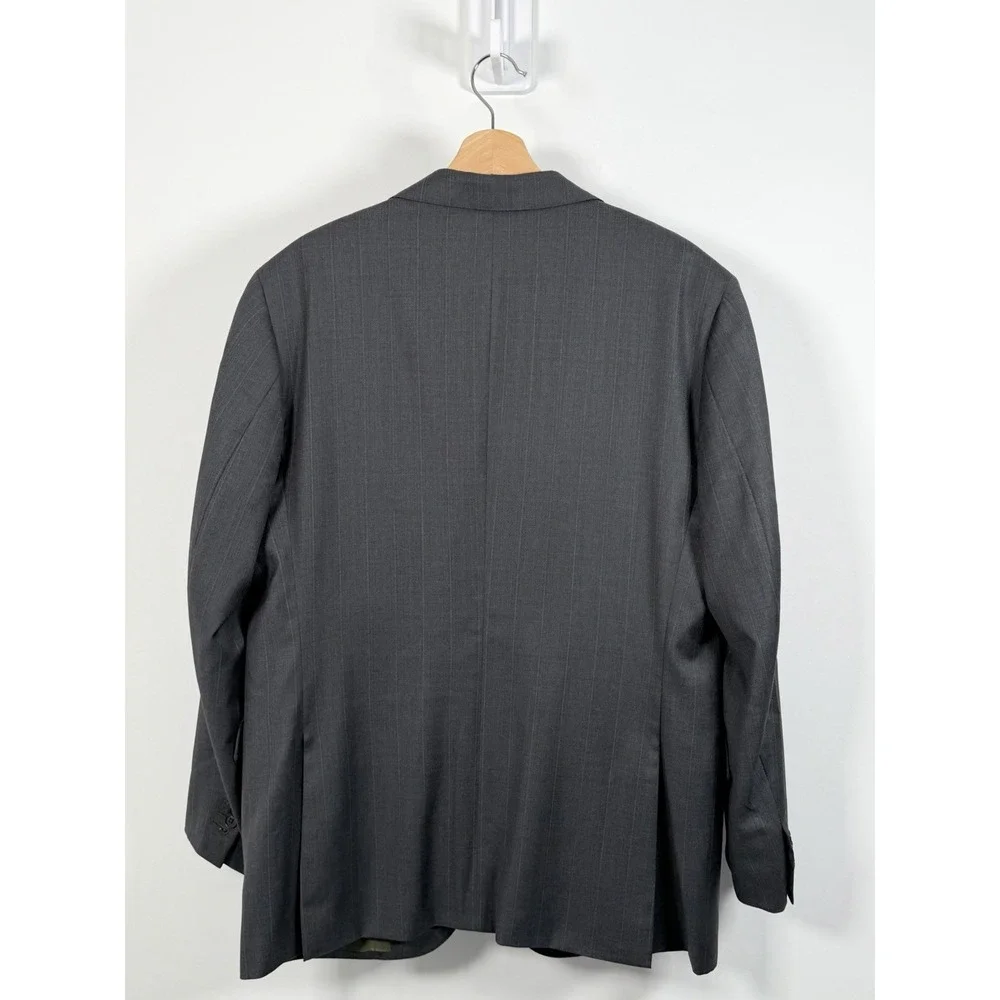 Isaia Napoli Delain Selection Blazer Men 42R Gray Pinstripes Wool 140s Suit Coat